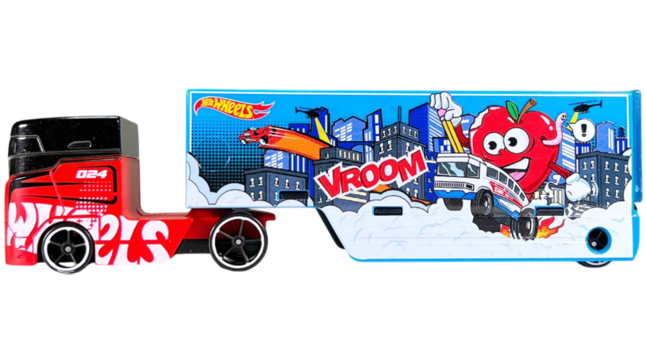 Camion Pencil Pusher Super Rigs cu masinuta - 1/64 Hot Wheels