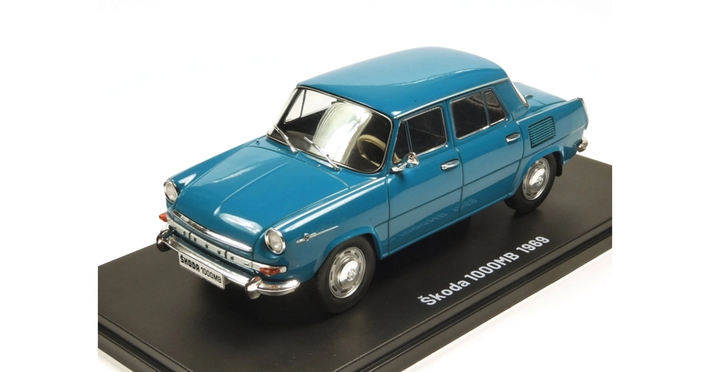 Skoda 1000MB 1969 cu vitrina plexiglass - 1/24 Edicola (vitrina crapata)