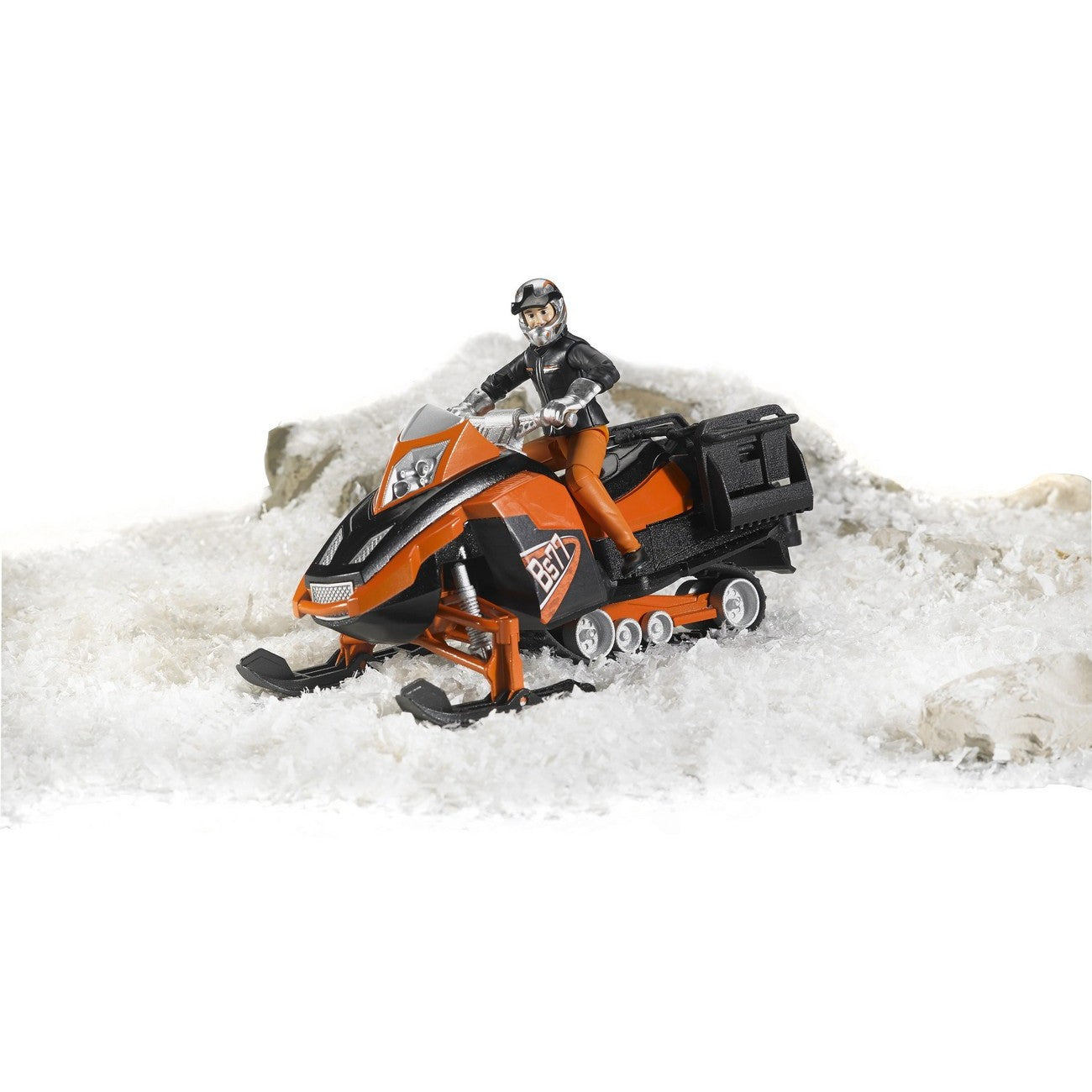 BRUDER 63101 - Snowmobil cu figurina barbat si accesorii