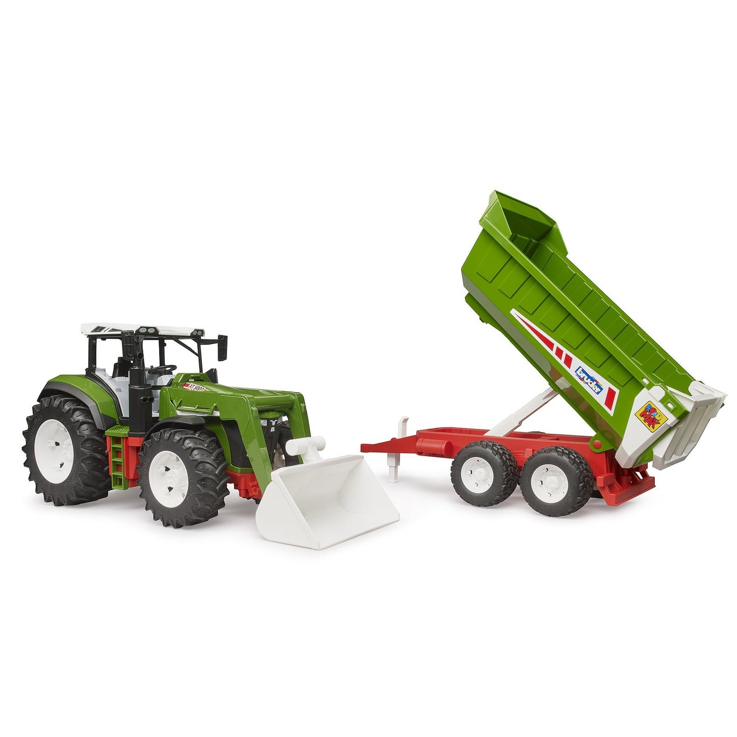 BRUDER 03452 - Tractor Roadmax cu incarcator frontal si remorca basculanta