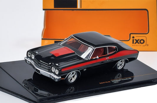 Chevrolet Chevelle SS 1970 negru/rosu cu vitrina plexiglass - 1/43 Ixo Models