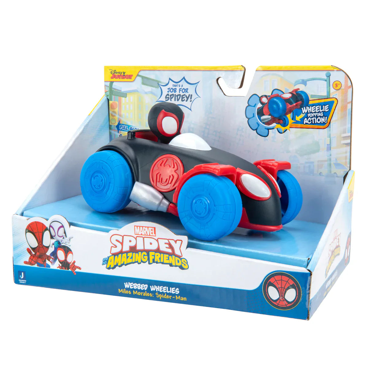 Masinuta Spidey Pull Back Miles Morales Spider Man 15 cm