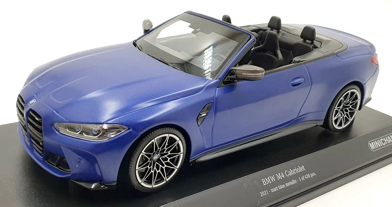 BMW M4 Cabriolet 2021 albastru mat 1/438pcs - 1/18 Minichamps