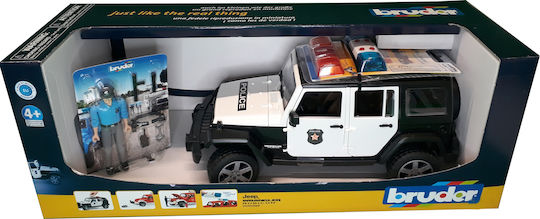 BRUDER 02526 - Masina de politie Jeep Wrangler Rubicon si figurina politist